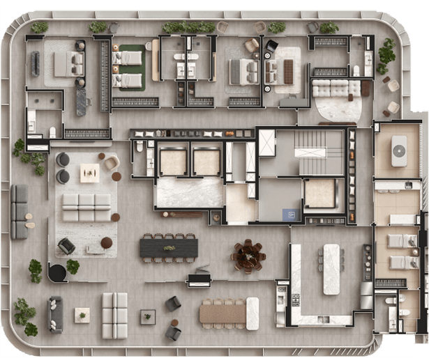 Planta ilustrativa da tipologia Brisa, 486 m²