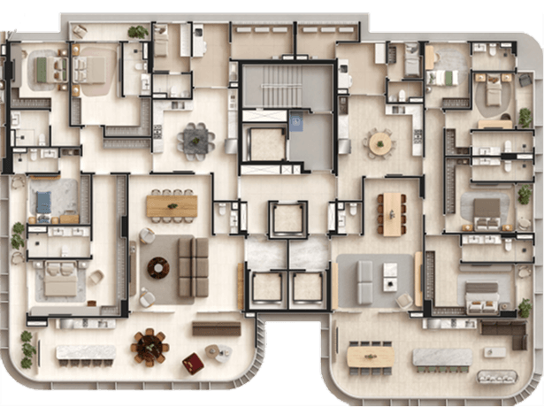 Planta ilustrativa da tipologia Serena, 300 a 257 m²